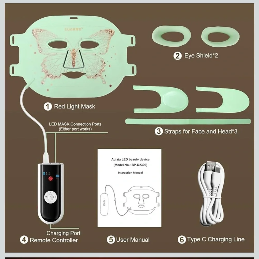 Red Light Therapy Facial Mask 324 LEDs and 4 mode light therapy mask - Picture 8 of 8